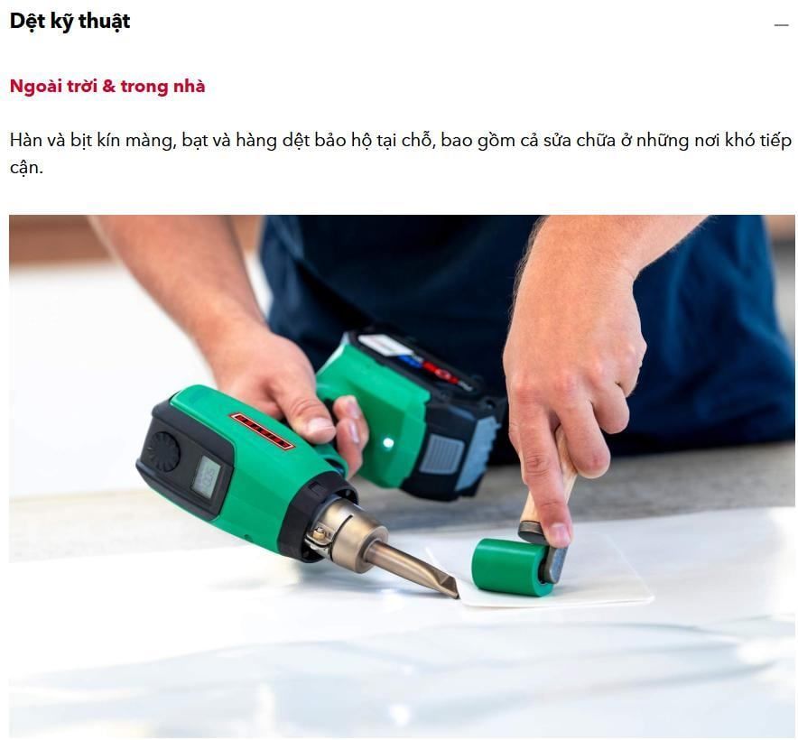 Máy khò cầm tay sử dụng pin Leister NEXHEAT 300 A-LP – Giải pháp thi công và sửa chữa màng nhựa linh hoạt