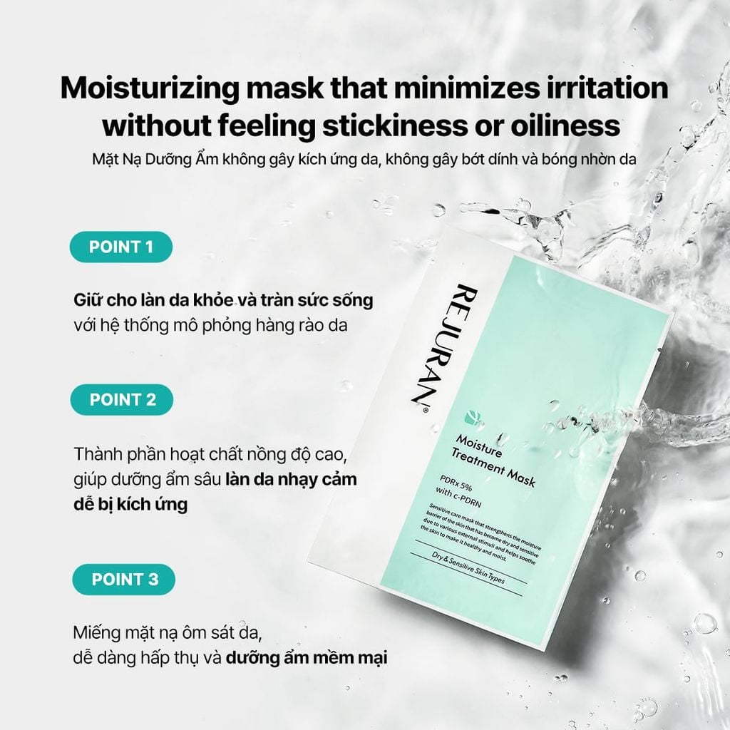 Mặt nạ dưỡng ẩm Rejuran Moisture Treatment Mask: Cứu cánh cấp tốc cho làn da khô ráp và kích ứng
