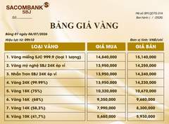 Bảng Tỷ Giá Vàng - Ngày 06/07/2026 - Bảng 1