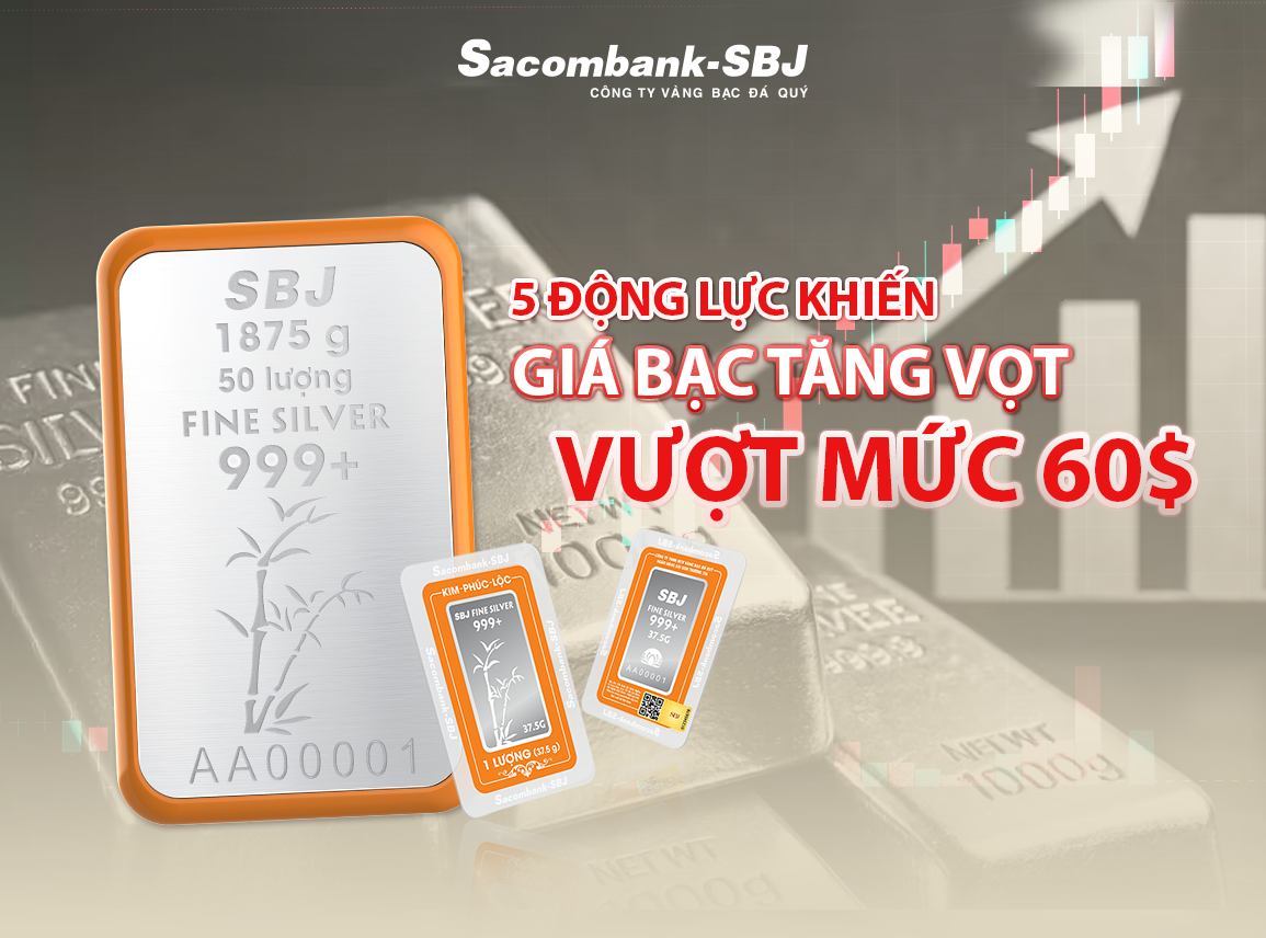 5 ĐỘNG LỰC CHÍNH KHIẾN GIÁ BẠC TĂNG VỌT VƯỢT MỨC 60$