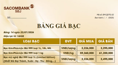 Bảng Tỷ Giá Bạc - Ngày 22/07/2026 - Bảng 14