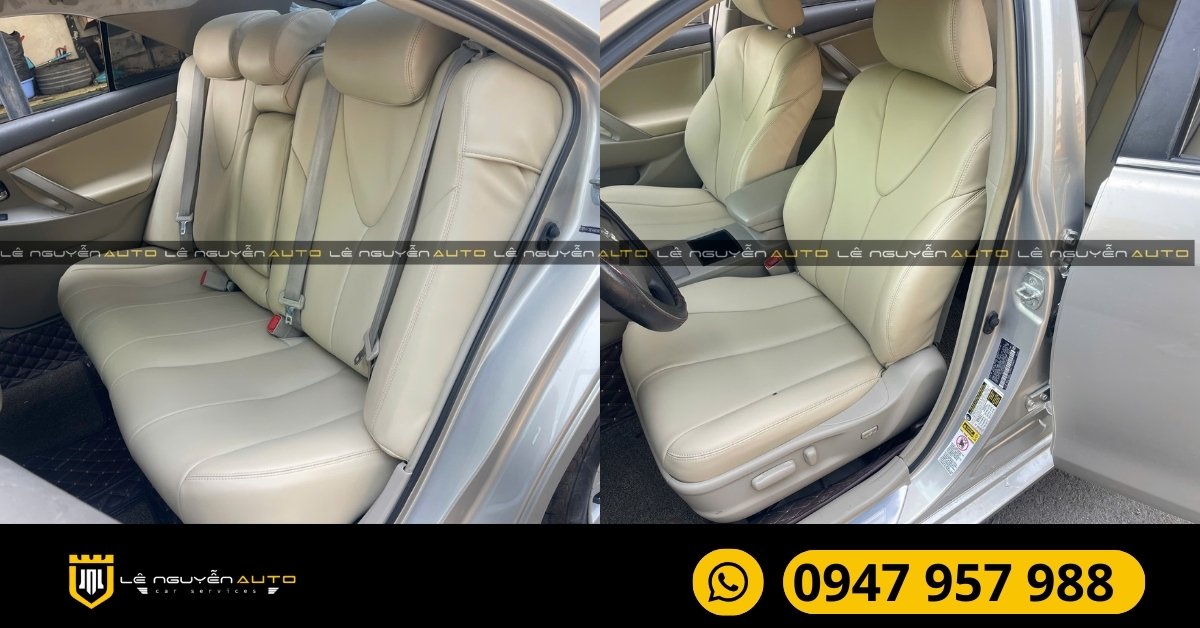 Quy trình bọc ghế da Nappa và bọc trần da lộn Alcanrata xe Camry 2012 tại Lê Nguyễn Auto