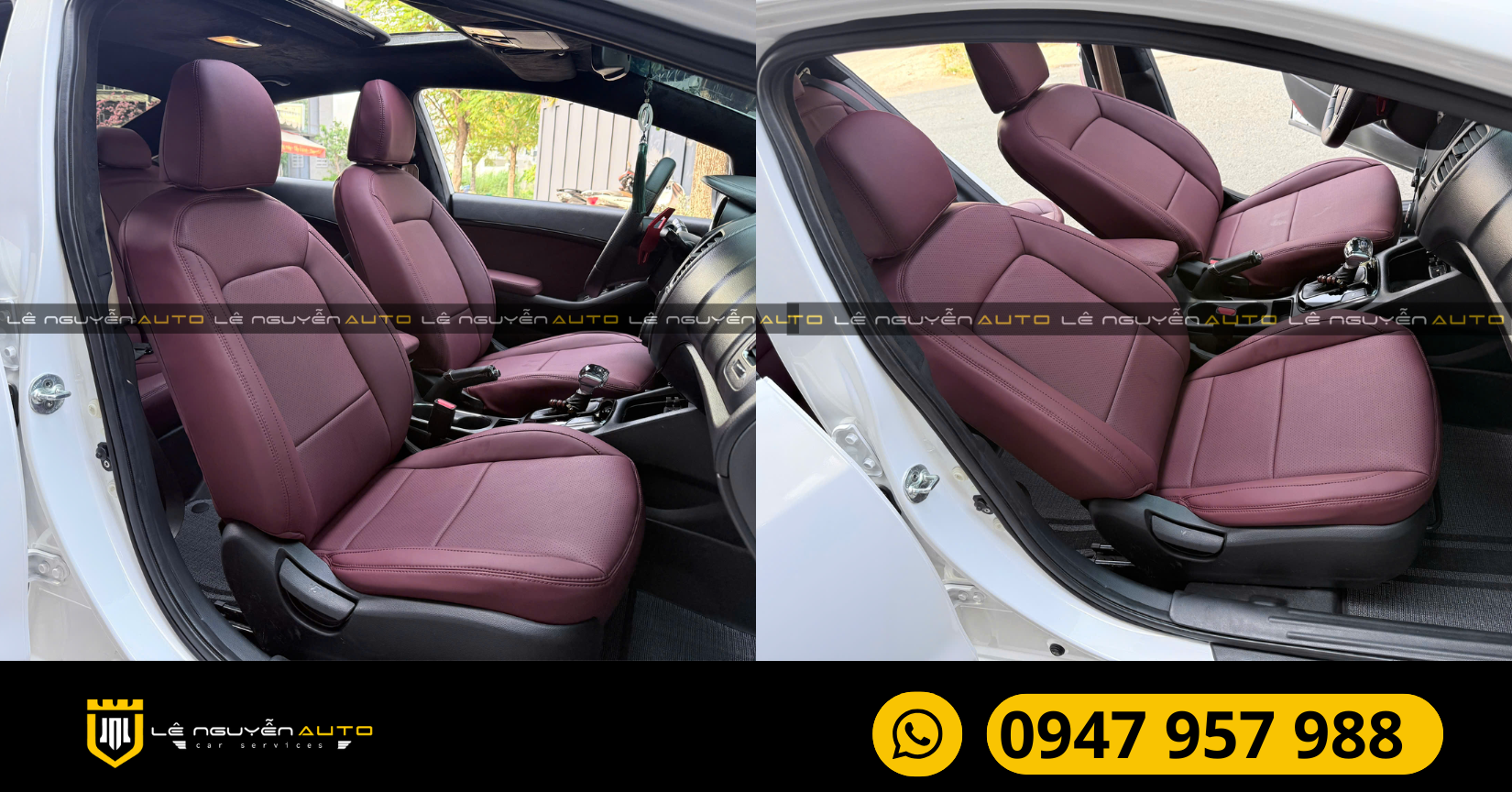 Kia Cerato 2019 bọc ghế da Nappa đỏ rượu vang tại Lê Nguyễn Auto