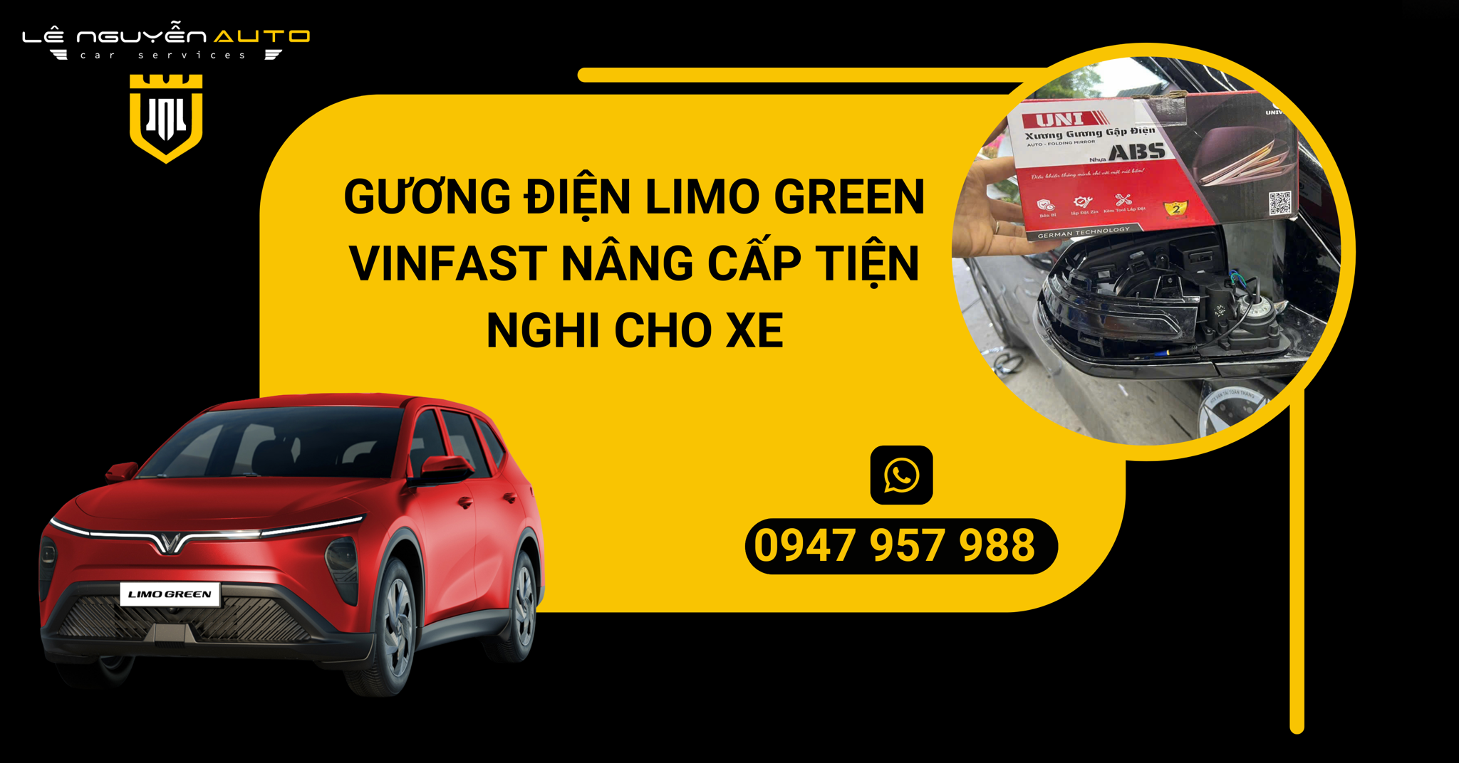 Gương điện Limo Green VinFast nâng cấp tiện nghi cho xe