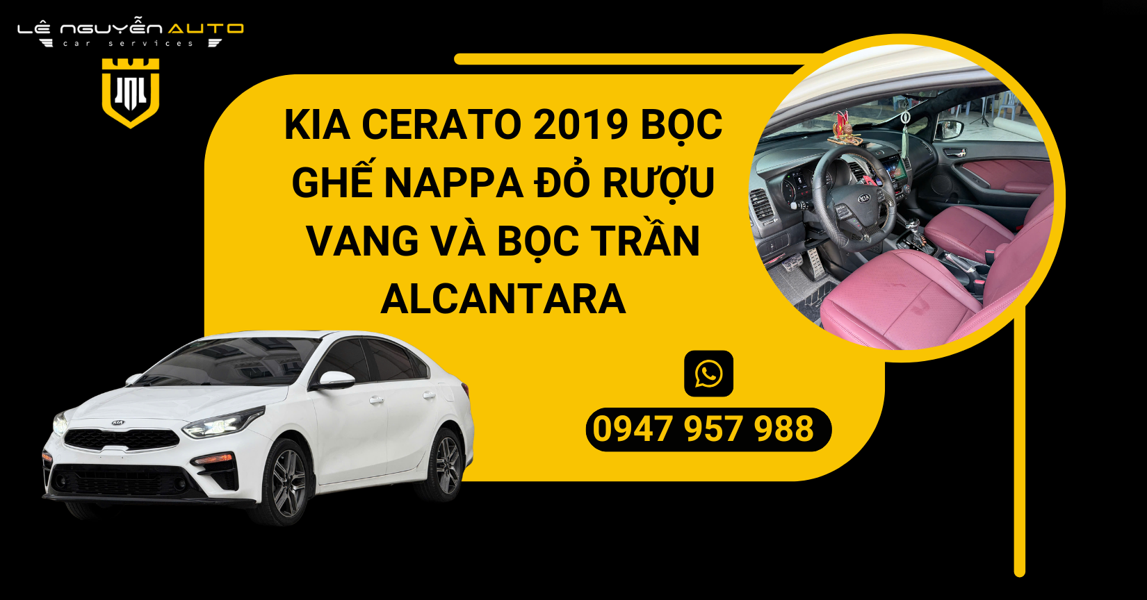 Kia Cerato 2019 bọc ghế Nappa đỏ rượu vang và bọc trần Alcantara