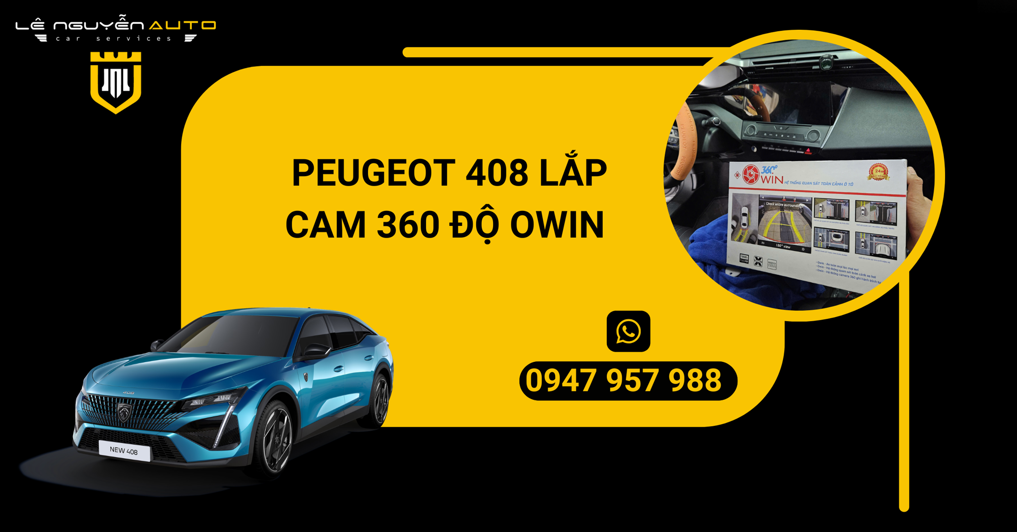 Lắp camera 360 độ Owin cho Peugeot 408