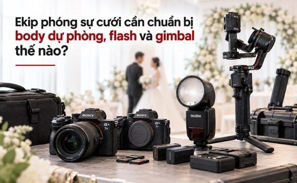 Ekip phóng sự cưới cần chuẩn bị body dự phòng, flash và gimbal thế nào?