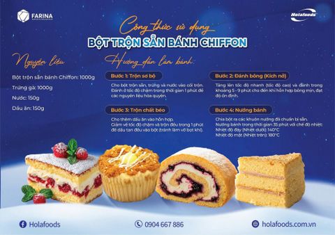 CÔNG THỨC SỬ DỤNG BỘT TRỘN SẴN BÁNH CHIFFON TỪ FARINA - Bí quyết nhanh gọn lên bánh đẹp mỗi ngày!✨