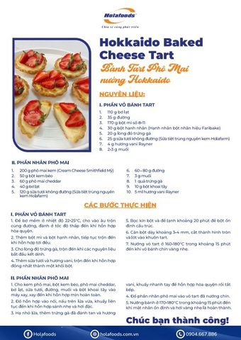 CÔNG THỨC BÁNH TART PHÔ MAI NƯỚNG HOKKAIDO