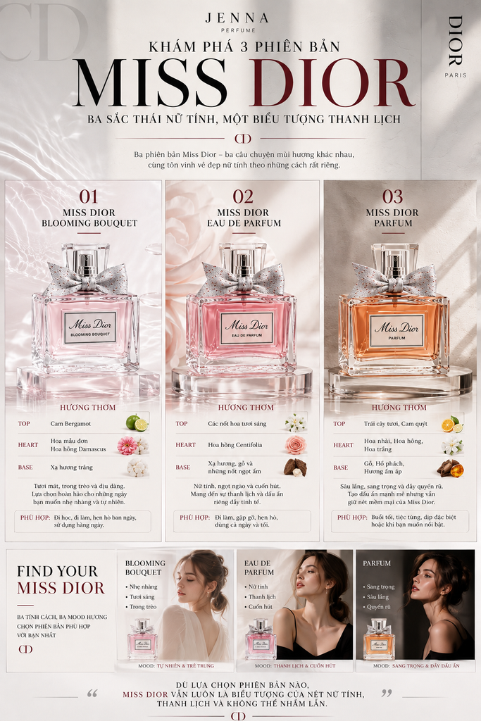 Khám Phá 3 Phiên Bản Miss Dior: Ba Sắc Thái Nữ Tính, Một Biểu Tượng Thanh Lịch