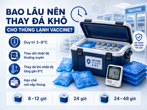 Bao lâu nên thay đá khô cho thùng lạnh vaccine?