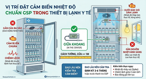 Vị Trí Đặt Cảm Biến Nhiệt Độ Chuẩn GSP Trong Thiết Bị Lạnh Y Tế