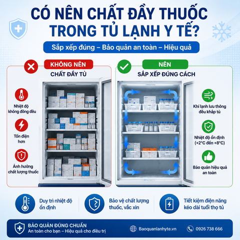 Có Nên Chất Đầy Thuốc Trong Tủ Lạnh Y Tế? Cách Sắp Xếp Đúng Để Bảo Quản Hiệu Quả