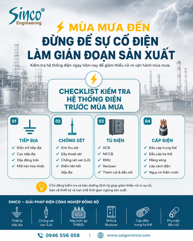Checklist kiểm tra hệ thống điện trước mùa mưa cho nhà máy và công trình