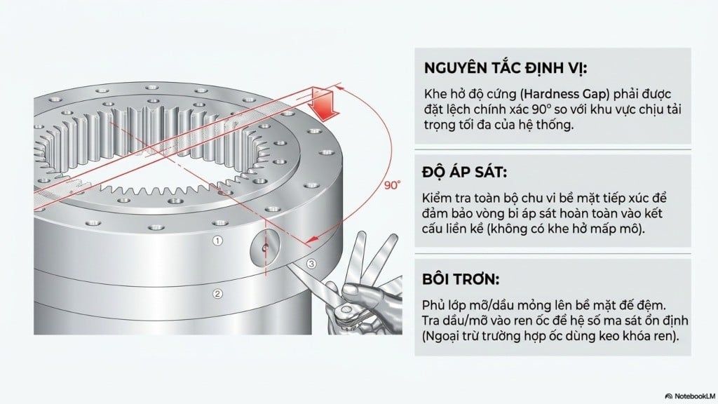 Định vị khi lắp đặt tổng hợp mâm quay toa cần cẩu