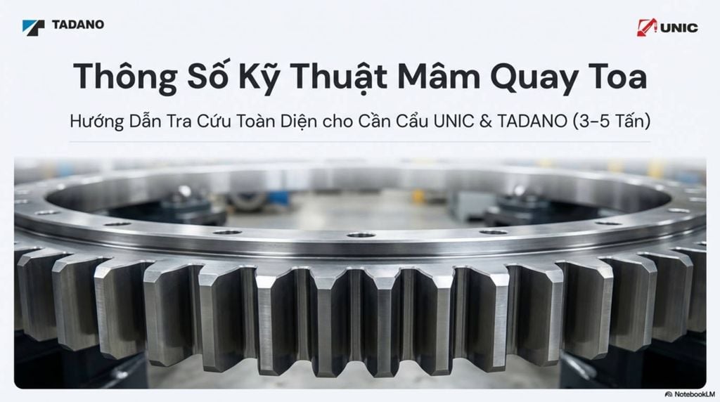 Mâm quay toa cho cần cẩu Tadano và Unic 3-5 tấn, hướng dẫn tra cứu thông số kỹ thuật chi tiết