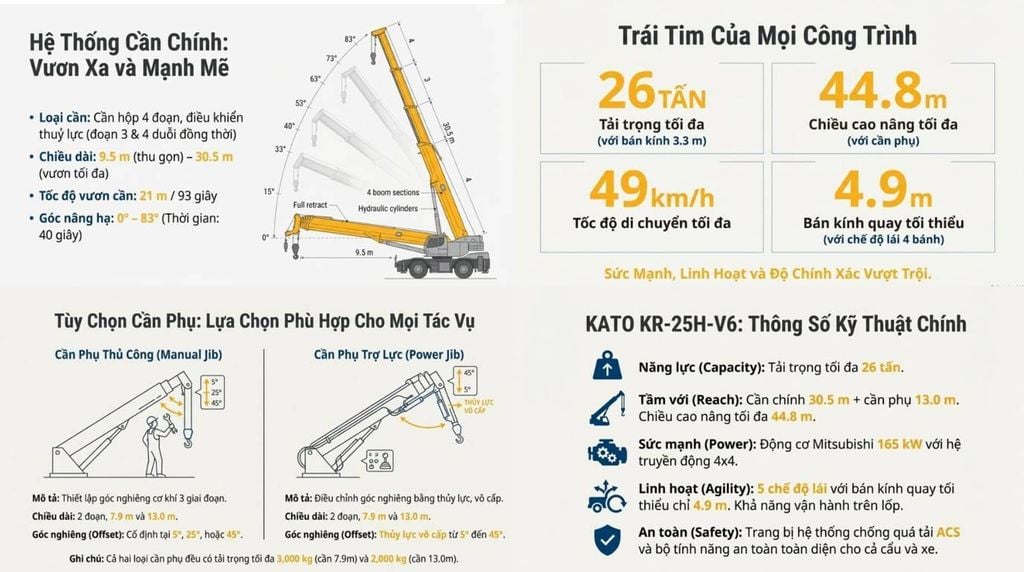 Mô tả ảnh Catalogue ngắn gọn - cần chính và cần phụ của Kato KR-25H-V6