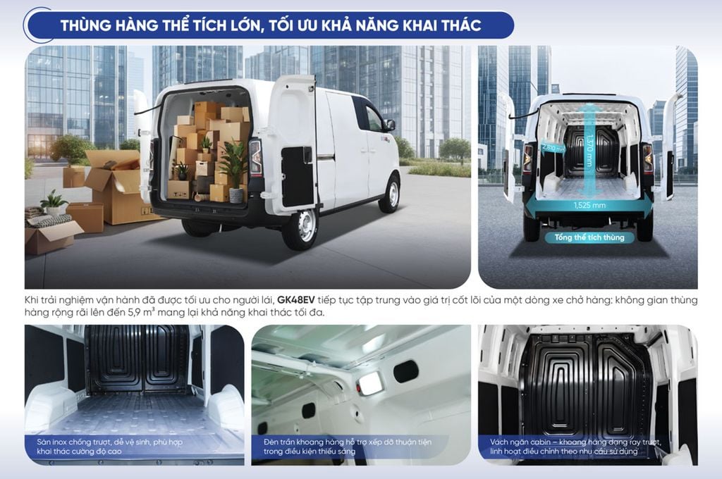 Nội thất xe van điện Kim Long