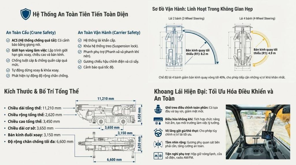 Mô tả ảnh Catalogue ngắn gọn - các tính năng an toàn và cabin lái của Kato KR-25H-V6