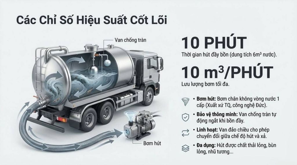 Hệ thống hút- Xe Hút Chất Thải Hyundai 6 Khối Mighty W11S