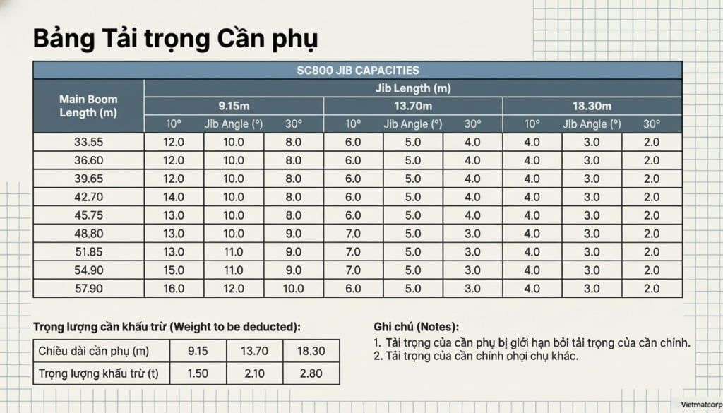 Khám phá cẩu xích Sumitomo SC800 tải trọng 80 tấn với thông số kỹ thuật chi tiết.