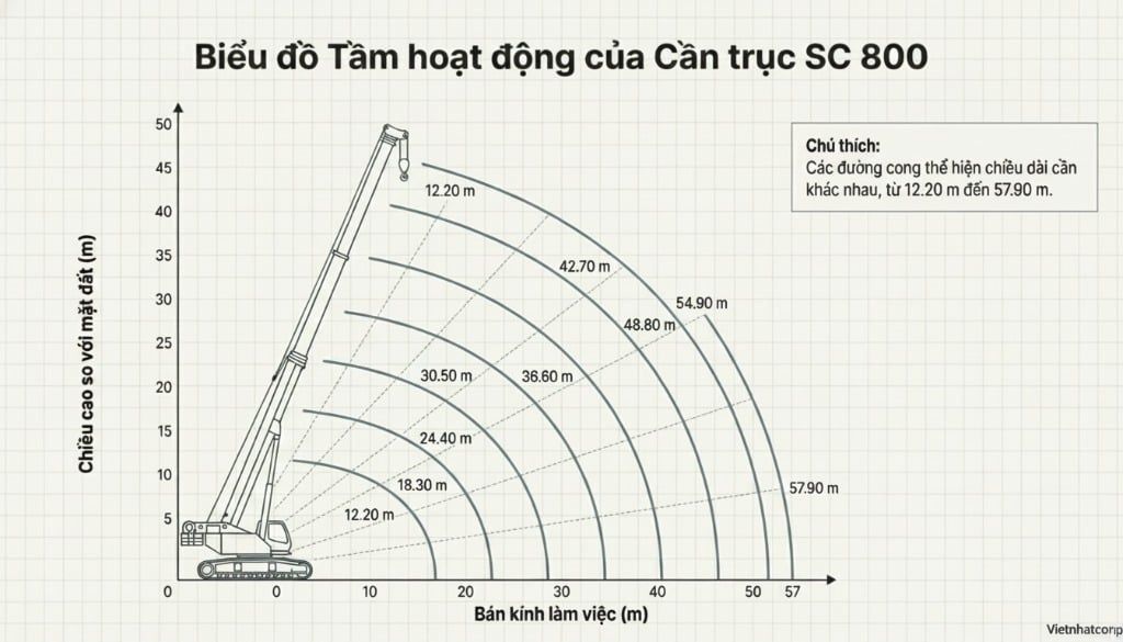 Khám phá cẩu xích Sumitomo SC800 tải trọng 80 tấn với thông số kỹ thuật chi tiết.