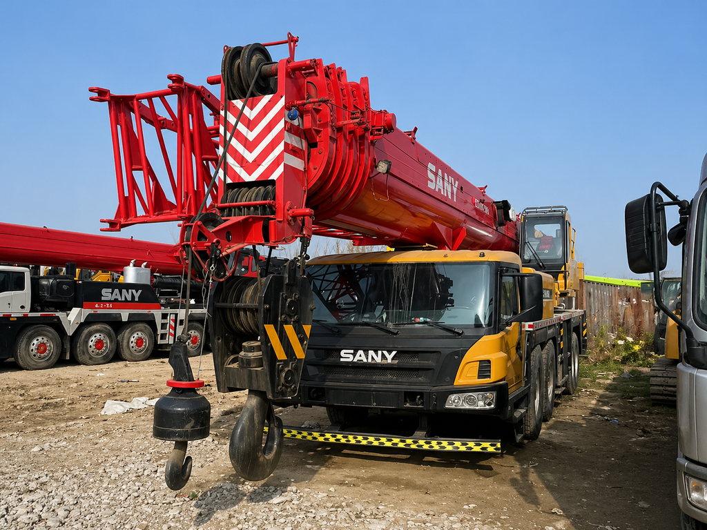Hông bên phải Cẩu bánh lốp 80 tấn Sany STC800 đời 2019