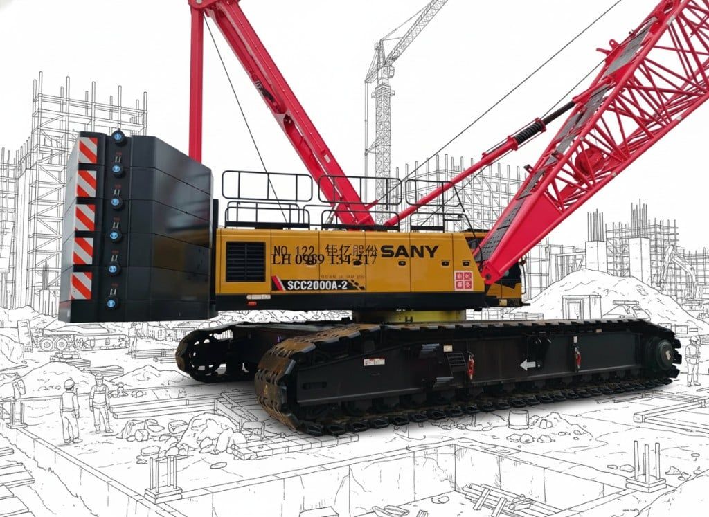 Cẩu Bánh Xích SANY SCC2000 200 Tấn Cũ 2017