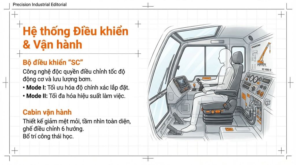 Cabin Cẩu Bánh Xích Sumitomo SC1500-2 (150 Tấn) Cũ Đời 1997