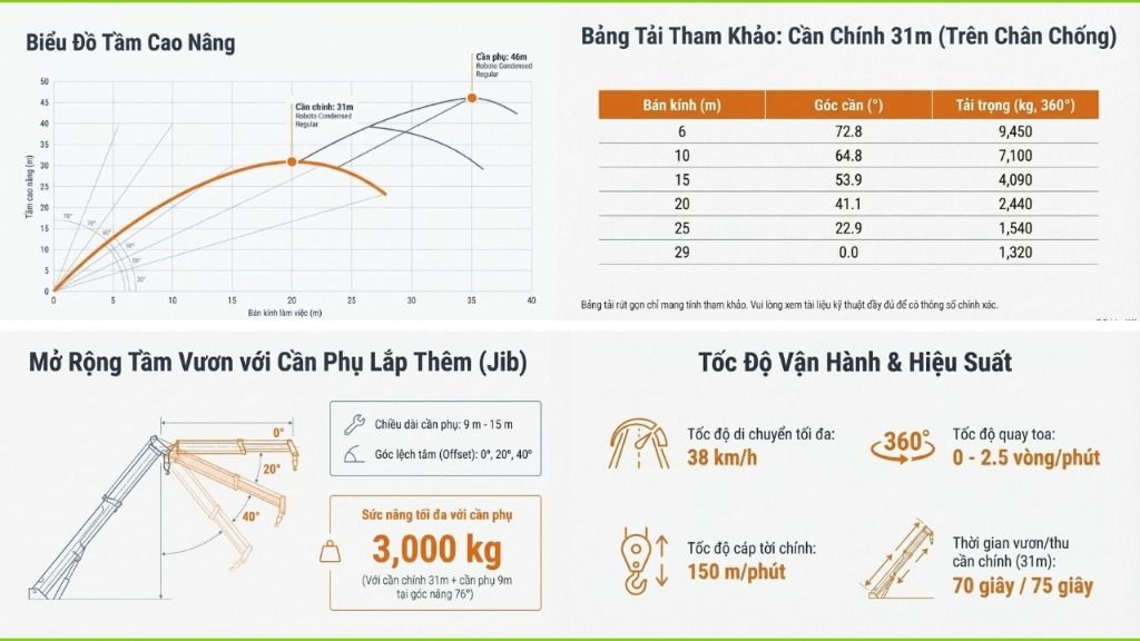 bảng tải cẩu Bánh Béo 35 Tấn Cũ Zoomlion RT35 Đời 2015