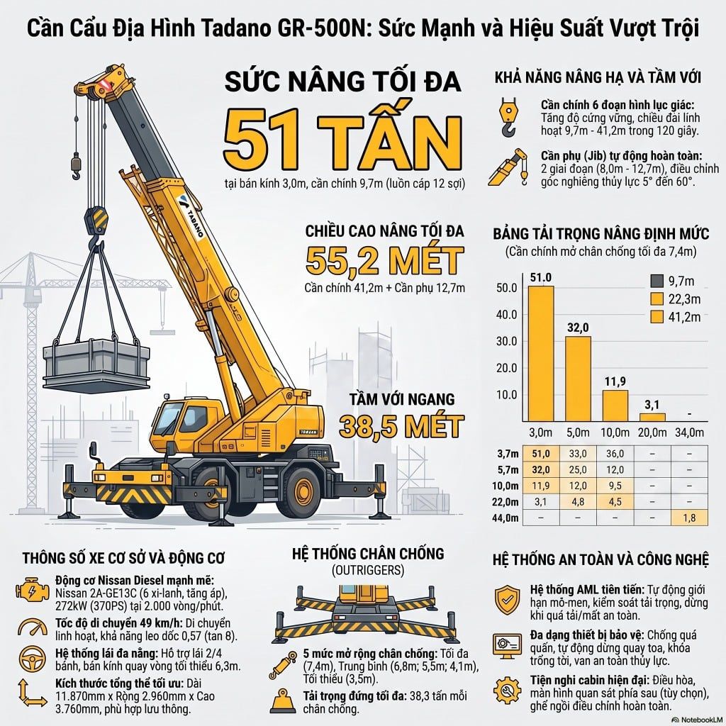 Thông số tóm tắt cẩu Tadano GR500N-1