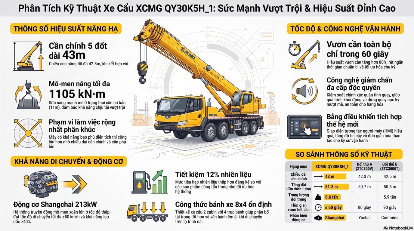 Thông tin tổng thể cẩu 30 tấn XCMG QY30K5H-1