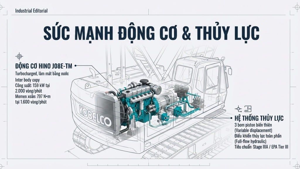 Độngc cơ cẩu xích 70 tấn Kobelco 7070-1F