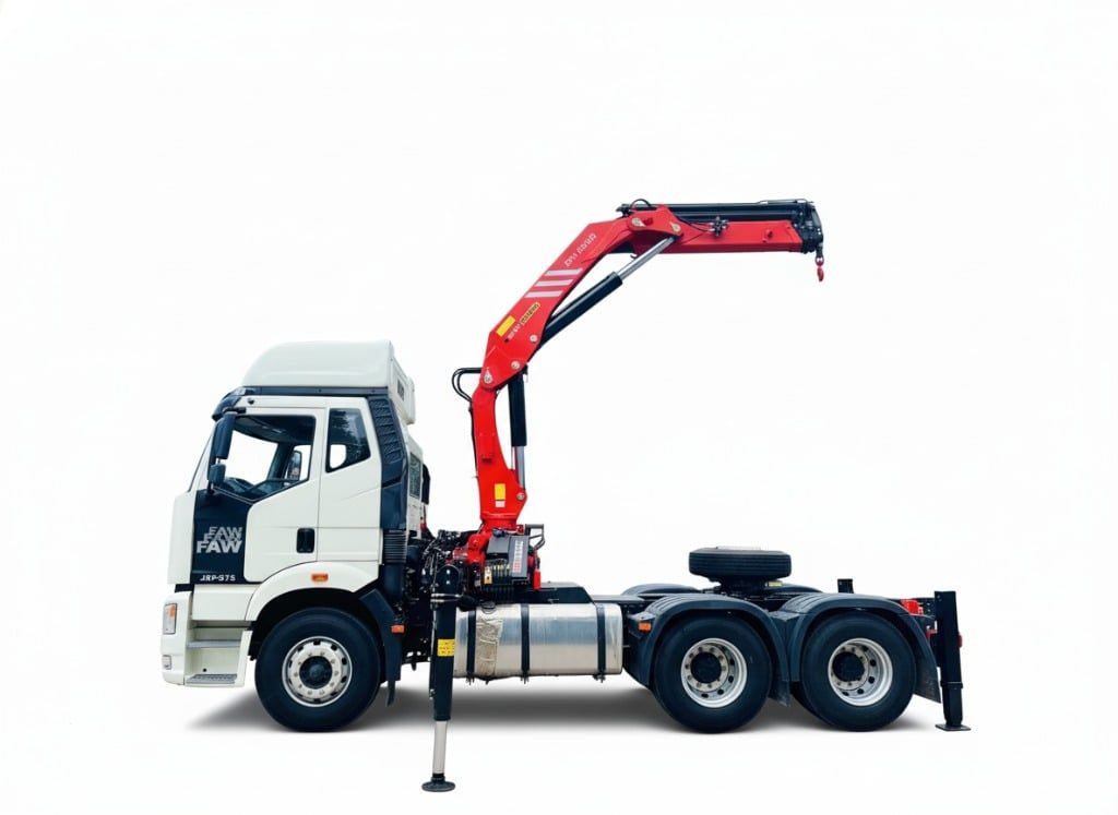 Đầu kéo FAW J6P 375 HP gắn cẩu Sany SPK18500