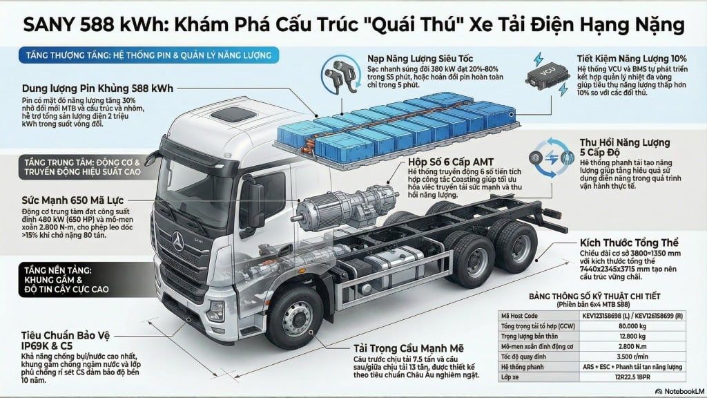 Thông tin xe đầu kéo điện 588 Sany