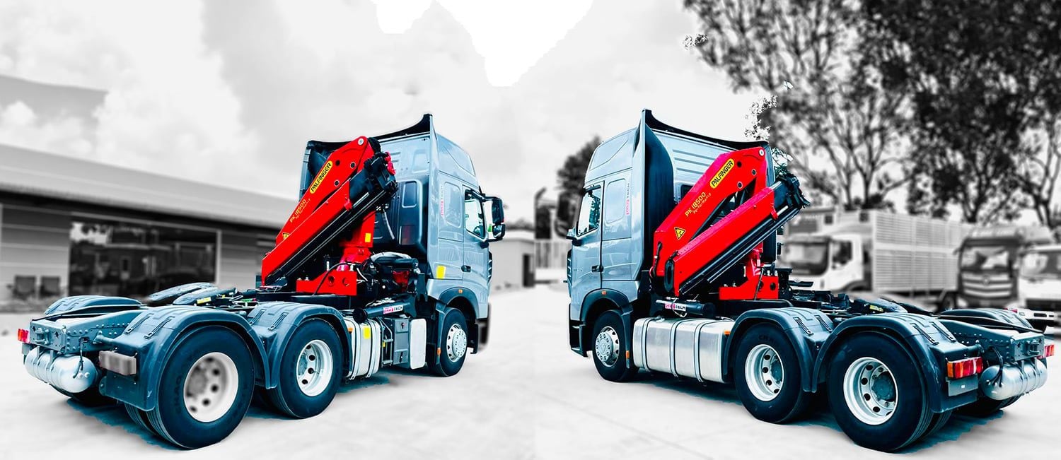 Đầu kéo gắn cẩu Palfinger 12 tấn