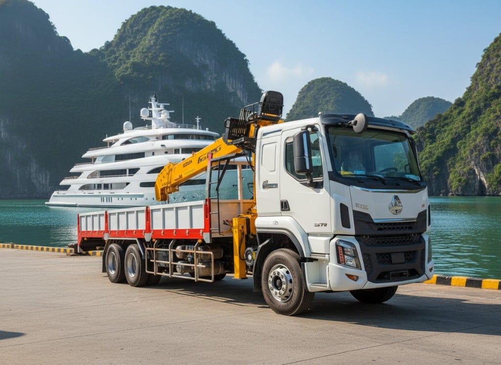 Nội ngoại thất xe - Cẩu Soosan SCS867 8T Chenglong – Cần 7 Khúc 25m
