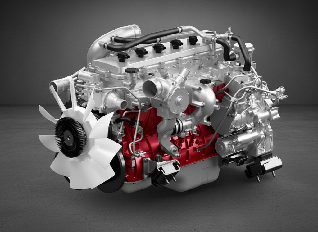 Động cơ  Hino FM8JW7A gắn cẩu Hyundai Everdigm 8 tấn HLC8016