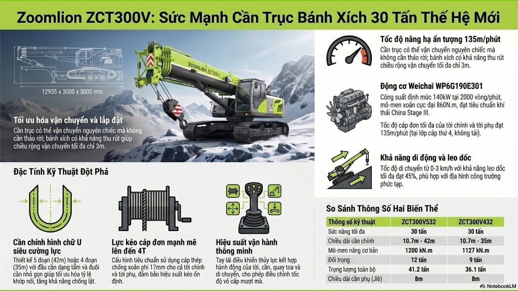 Tổng quan cẩu xích ống lồng 30 tấn Zoomlion