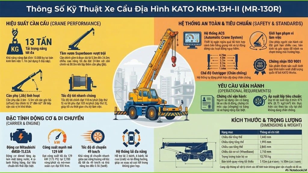 Thông số Cẩu 13 tấn Kato
