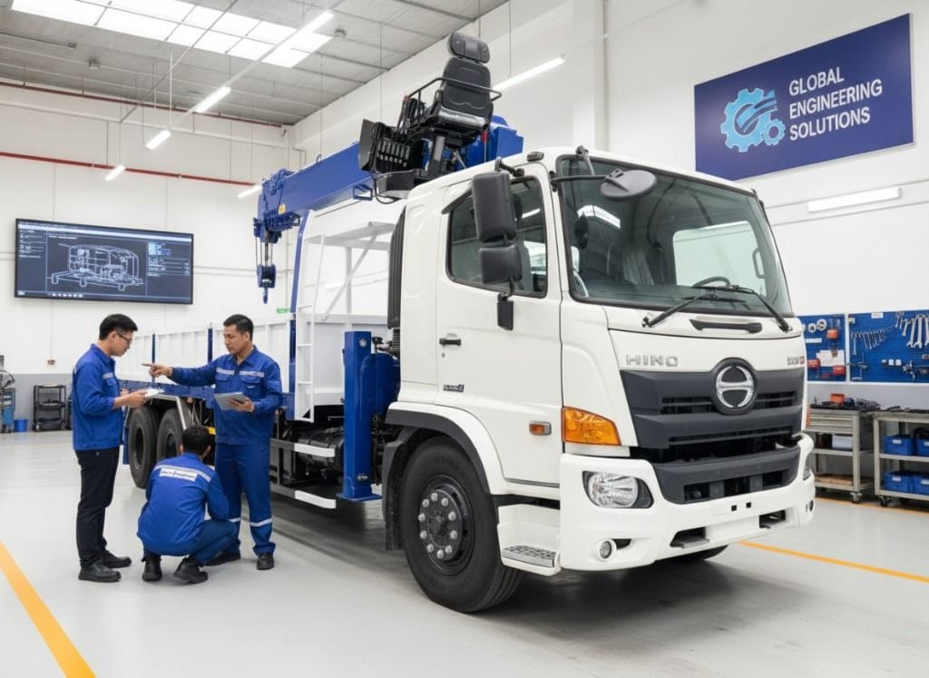Cẩu 8 tấn Dongyang SS2036  gắn Hino FM8JW7A 2 cầu thật