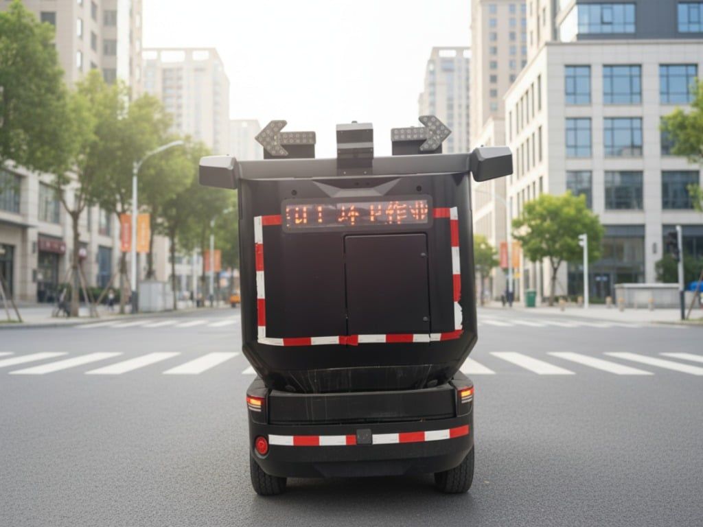 Cận cảnh vòi hút trung tâm và vòi phun hình chữ V của máy quét đường mini Fulongma FLMSD22C