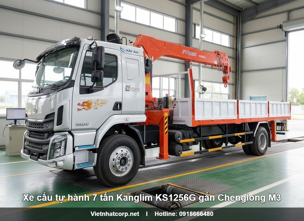 Xe tải gắn cẩu 7 tấn Kanglim KS1256G gắn Chenglong M3 6 máy