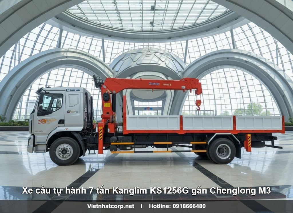 Xe cẩu 7 tấn Kanglim KS1256G gắn Chenglong M3