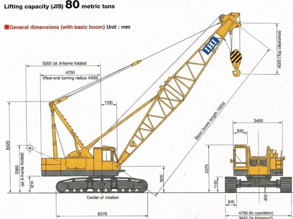 XE CẨU BÁNH XÍCH IHI CCH800 – 80 TẤN đời 1993