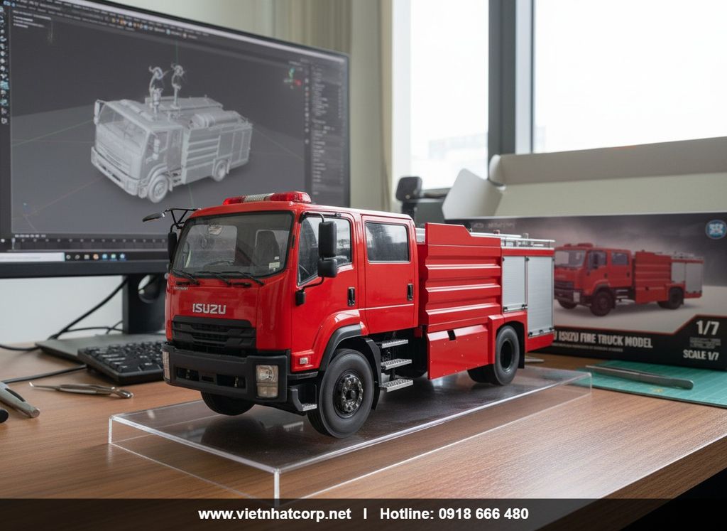 Mô hình xe Chữa Cháy cứu hỏa 6 Khối Isuzu FVR34
