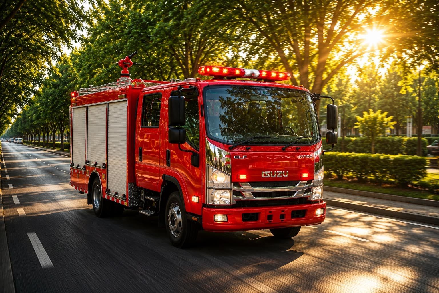 Xe chữa cháy 2800l Isuzu Bơm chính: CB10/30 – 3.000 lít/phút tại 1,0 MPa