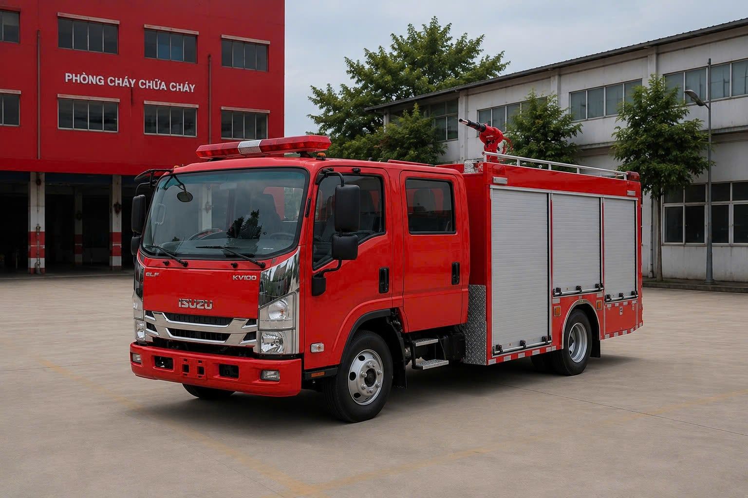 Xe chữa cháy 2800l Isuzu cabin kép
