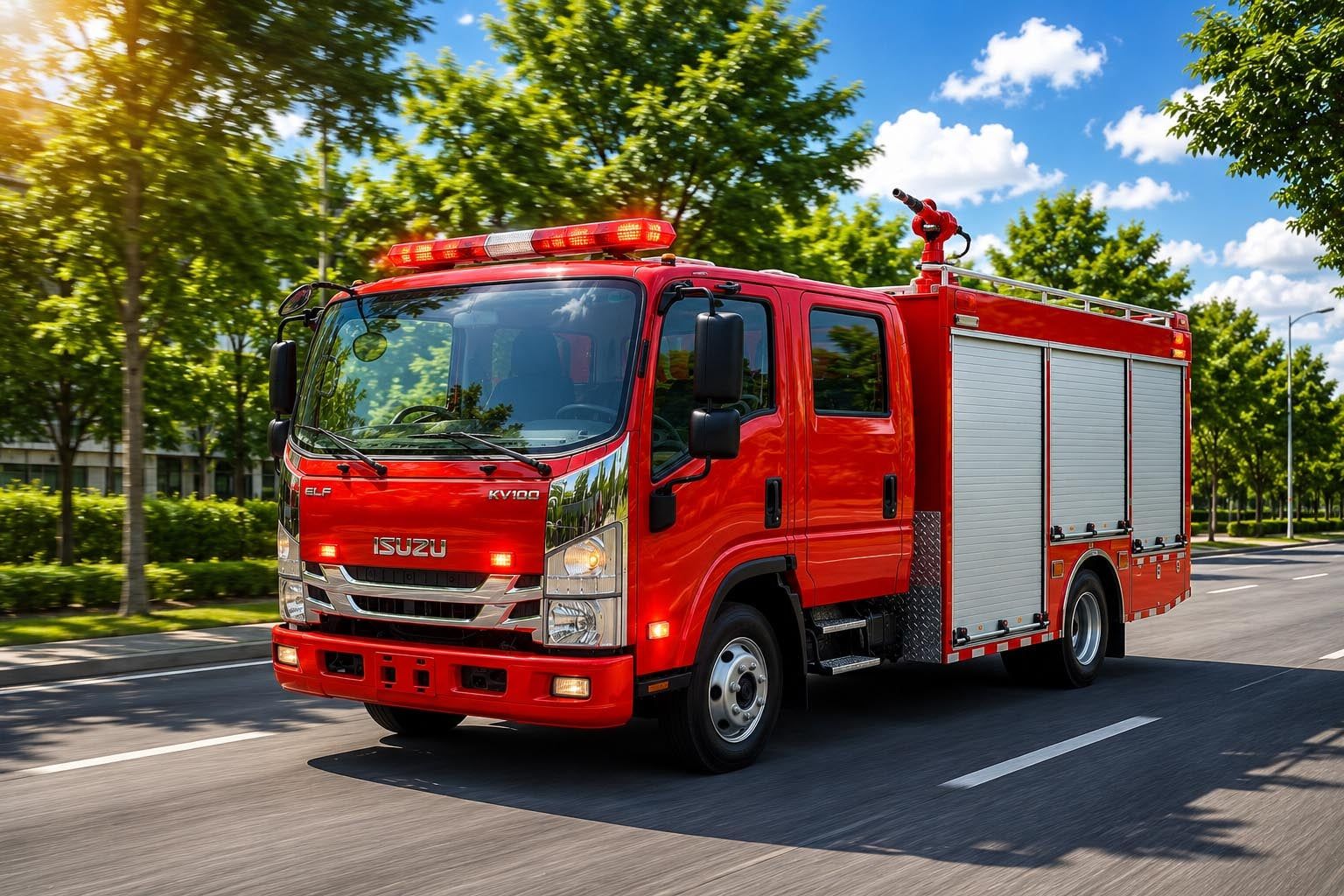 Xe chữa cháy 2800l Isuzu KV100  cabin đôi 6 chỗ