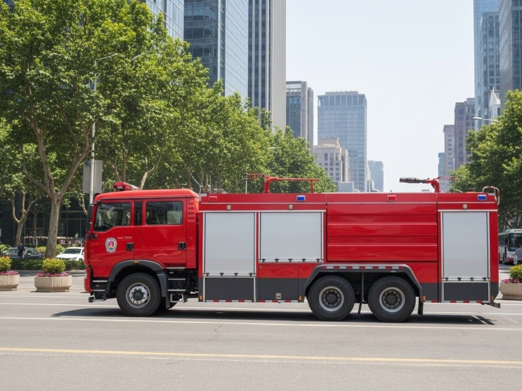 Xe chữa cháy Dongfeng 8000 lít trên đường phố